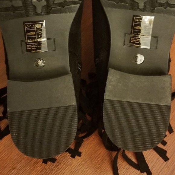 Womens Faux Suede Fringe Booties Black 7 - Picture 5 of 5